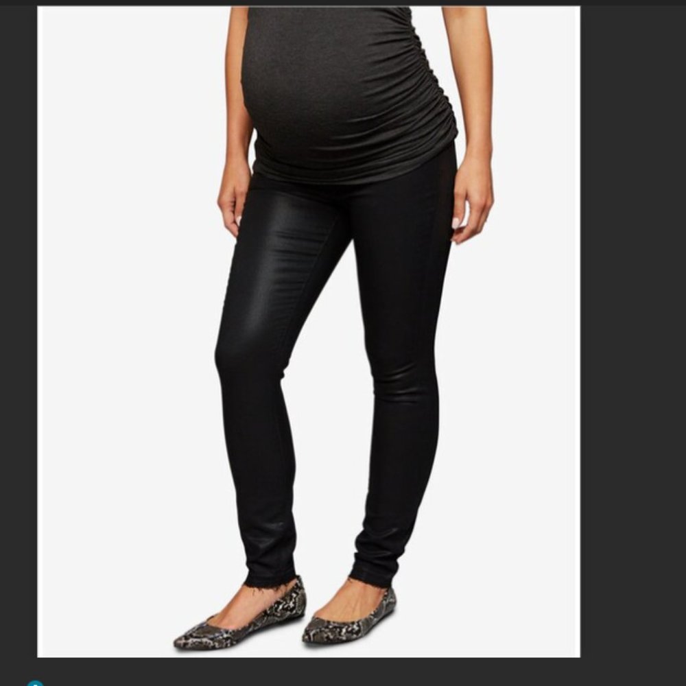 Article of Society Black Coated Skinny Jeans (MATERNITY)